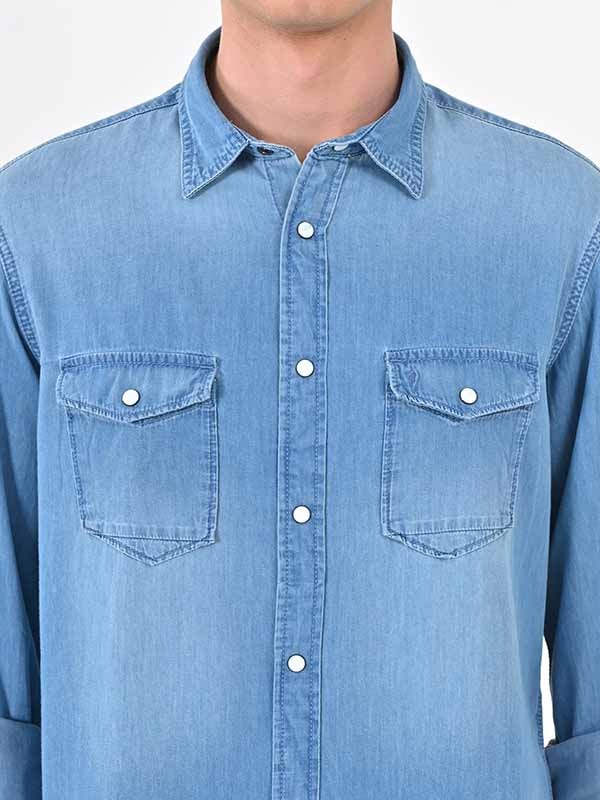 Indian Terrain Men's Regular Fit Full Sleeve Solid Blue Shirt